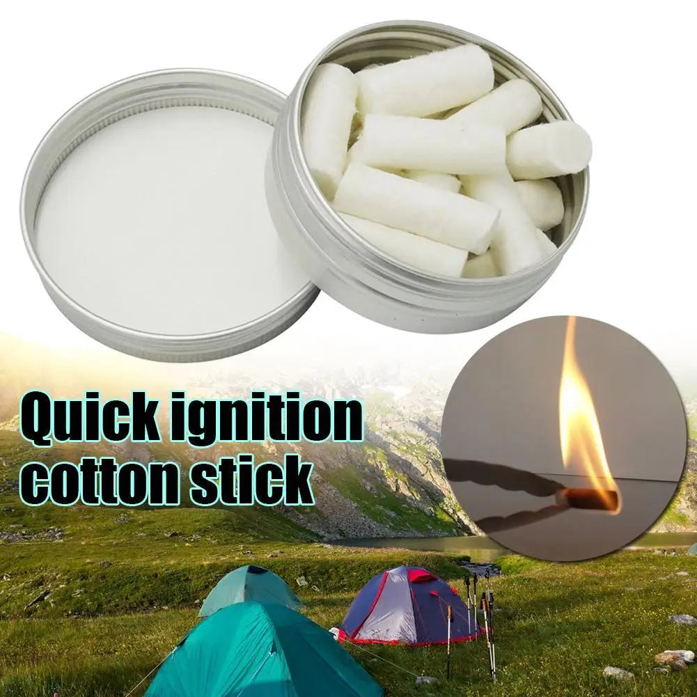 Outdoor Camping Paraffin Swab Fire Starter Tool - Survival Gear Rope, Wax Braided Natural Tinder, Fire Kit for Camping I9E2