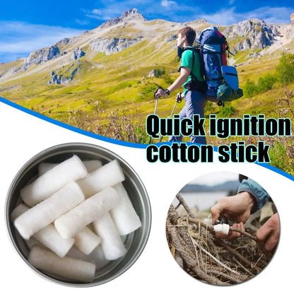 Outdoor Camping Paraffin Swab Fire Starter Tool - Survival Gear Rope, Wax Braided Natural Tinder, Fire Kit for Camping I9E2