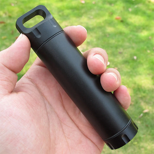 Outdoor Portable Waterproof Capsule - Aluminum Alloy Survival Pill Box, Multifunctional Container