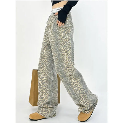 Chic Leopard Print Wide Leg Pants for Women