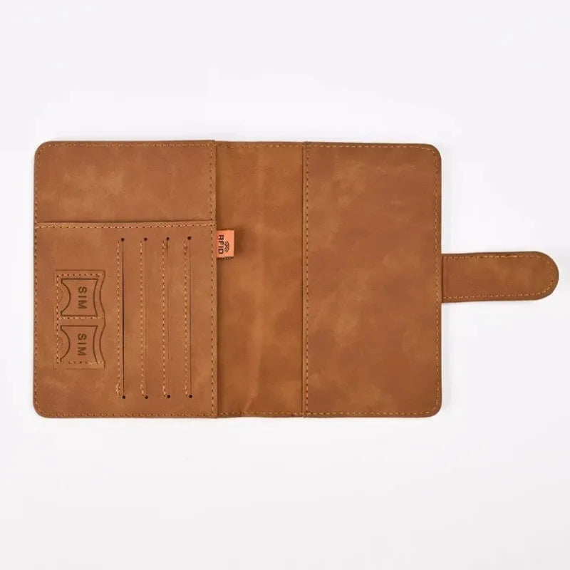 PU Leather Passport Cover - Travel Holder for Men and Women with Credit Card Case