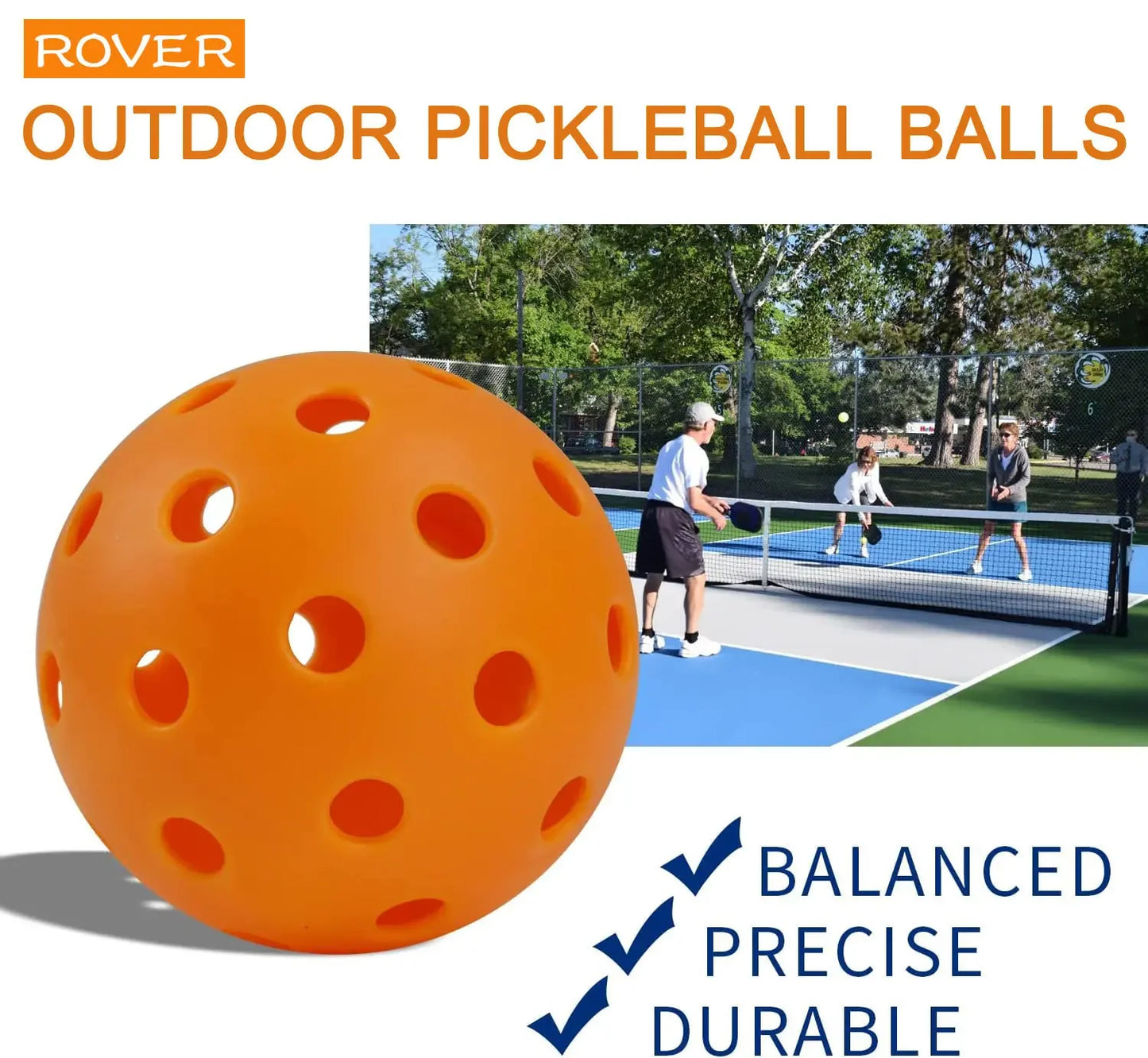 Durable Pickleball Set - 74MM, 40-Hole Design, 26g Competition-Grade Outdoor Pickleballs in Packs of 6, 12, or 24