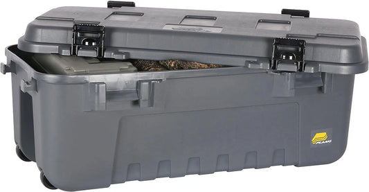 Plano Lockable Storage Trunk with Wheels - Gray, Airline Approved, Ideal for Hunting Gear and Ammunition