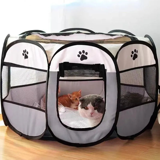 Portable Foldable Pet Tent - Octagonal Kennel Fence for Puppies and Cats, Easy to Use Outdoor Shelter for Large Dogs