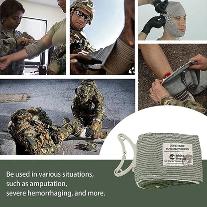 RHINO RESCUE Israeli Style Emergency Bandage - 4/6 Inch, Trauma Wound Dressing for Combat Tactical First Aid Kit (IFAK)