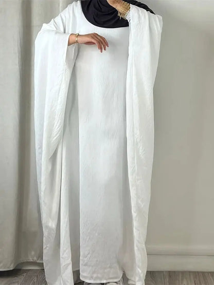 Ramadan Eid Khimar Linen Butterfly Batwing Abaya - Luxury Dubai Style Turkey Islam Muslim Kaftan Modest Dress for Women