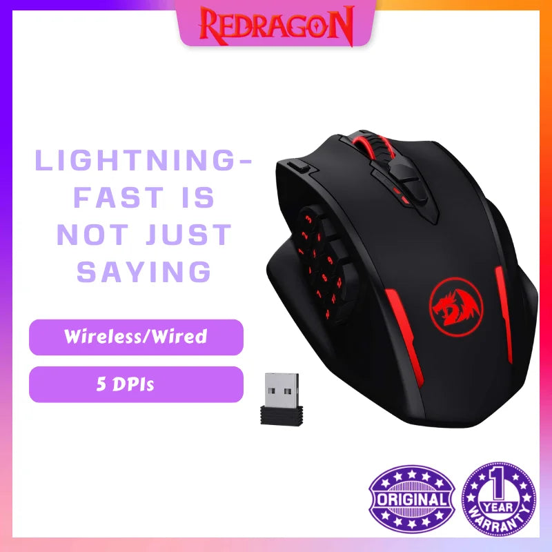 Unleash Dual Mode Domination: Redragon M913 Wireless/Wired RGB Gaming Mouse