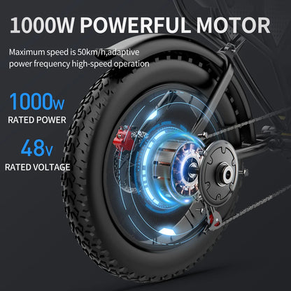 Ridstar Q20/Q20Pro Electric Bike - 2000W Powerful Motor, 52V40AH, Oil Brake, 20x4.0 Inch Fat Tire Mountain Snow Ebike