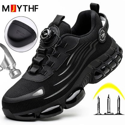 New Rotating Button Safety Shoes for Men - Anti-Smash and Anti-Puncture Work Boots, Fashionable Sports Style