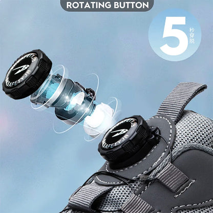 New Rotating Button Safety Shoes for Men - Anti-Smash and Anti-Puncture Work Boots, Fashionable Sports Style