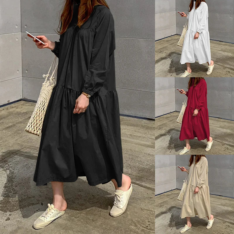Vintage Elegance:  Celmia Long Sleeve Maxi Dress for Effortless Style