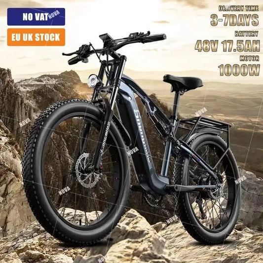 SH MX05 Electric Snow Bike - Full Shock Absorption, 26-Inch, 500W 48V 17.5Ah Brushless Motor Lithium Battery Bicycle