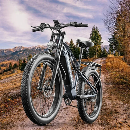 SH MX05 Electric Snow Bike - Full Shock Absorption, 26-Inch, 500W 48V 17.5Ah Brushless Motor Lithium Battery Bicycle