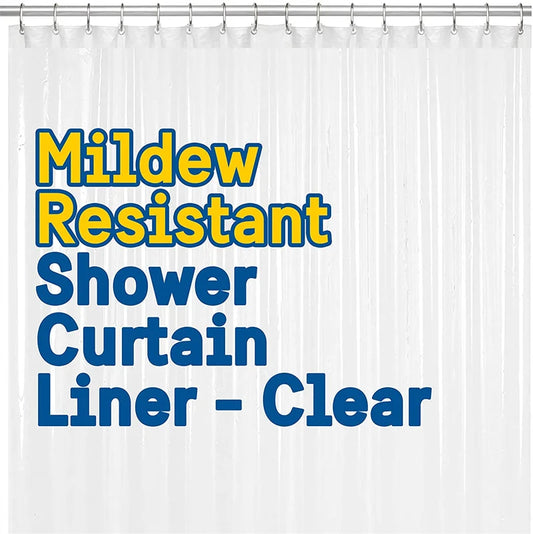 Shower Curtain Hooks  Liner – 72 x 72 PEVA Heavy Duty Shower Curtain with Rustproof Metal Grommet and 3 Magnetic Weights