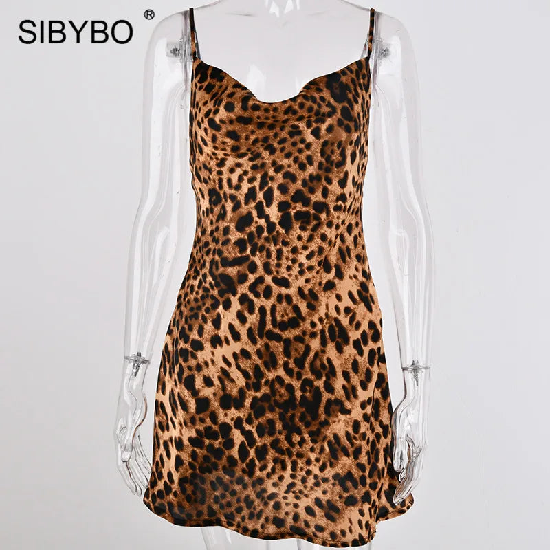 Unleash Your Wild Side:  Leopard Print Mini Dress with Backless Detail