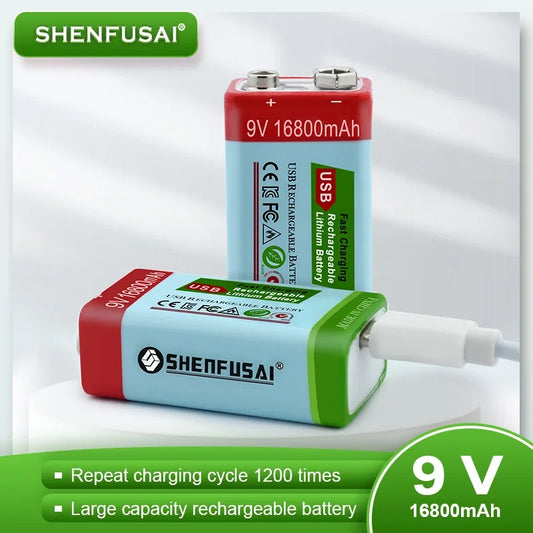 Special Offer: 9V 16800mAh Li-ion Rechargeable Micro USB Batteries - Lithium Technology for Multimeters, Microphones, Toys, and Remote Controls