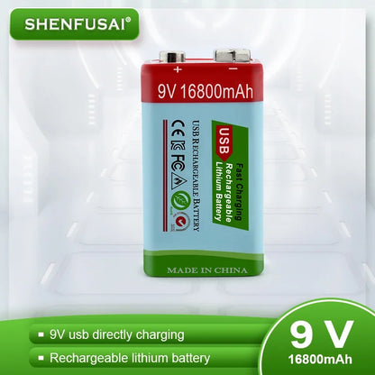 Special Offer: 9V 16800mAh Li-ion Rechargeable Micro USB Batteries - Lithium Technology for Multimeters, Microphones, Toys, and Remote Controls