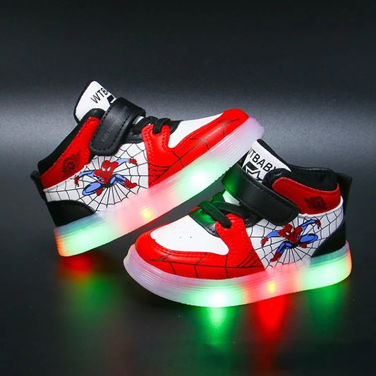 Spiderman LED Light-Up Kids Sports Shoes - Mesh Sneakers for Boys and Girls