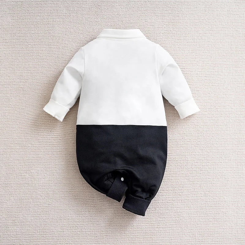 Spring and Autumn Gentleman Style Long Sleeve Baby Bodysuit for Boys and Girls