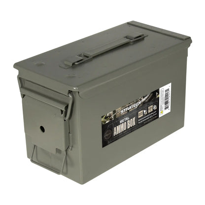 Strategy 50 Caliber Metal Ammo Storage Box - 12x6.125x7.25 Inches, OD Green