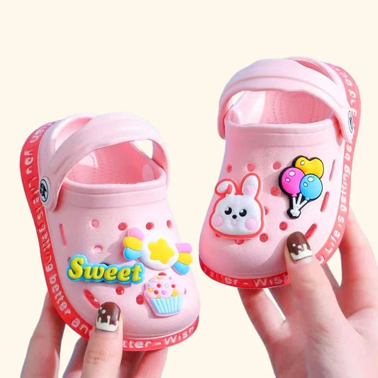 Summer Kids' Sandals with Cartoon DIY Design - Soft Anti-Skid Hole Shoes for Boys and Girls