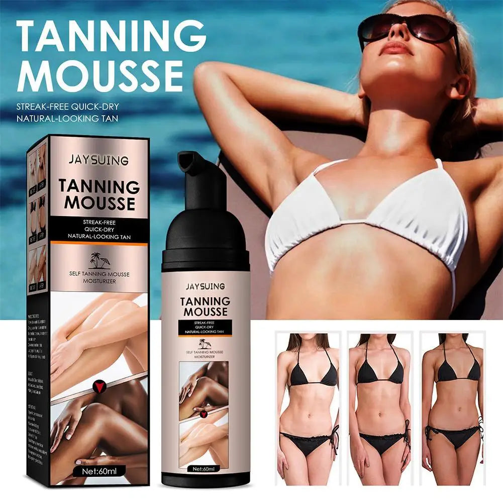 Sunless Tanning Mousse - Organic Self-Tan Spray, Long-Lasting Natural Tan Body Spray, Fake Beach Tan