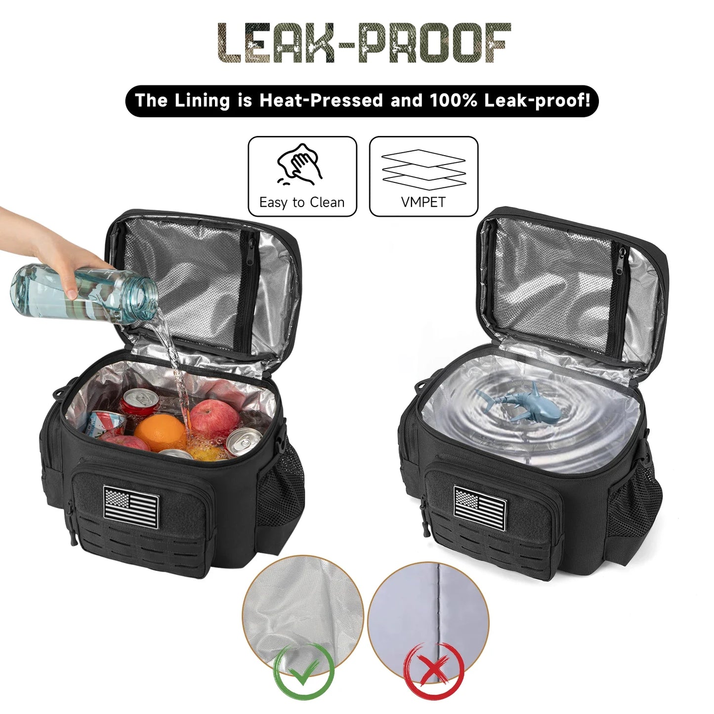 Tactical Thermal Cooler Bag - Military Heavy Duty Insulated Lunch Box, Leakproof and Durable for Men, Ideal for Work, Meals, Camping, and Picnic