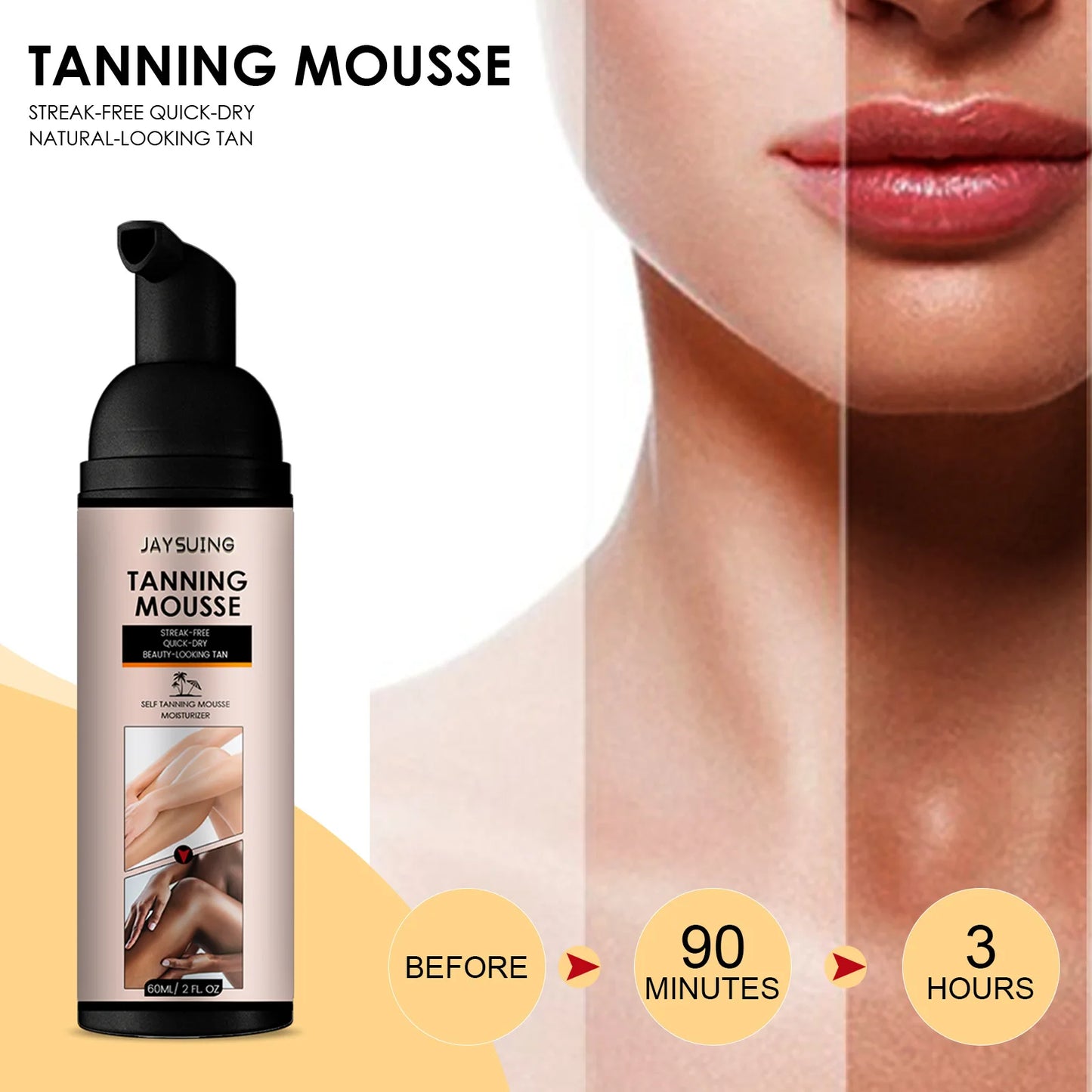 Tanning Cream - Tan Sunless Body Bronzing Mousse, Natural Self Tanner with Skin Shine and Moisturizing Protection, Comparable to Coco & Eve