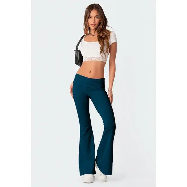 Women's Low Waist Solid Flare Pants: A Blend of Chic and Comfort