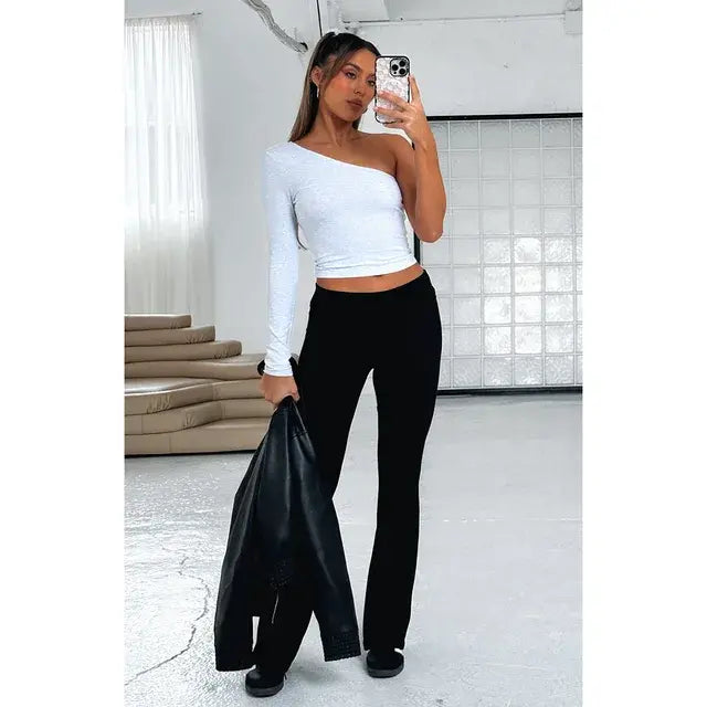 Women's Low Waist Solid Flare Pants: A Blend of Chic and Comfort