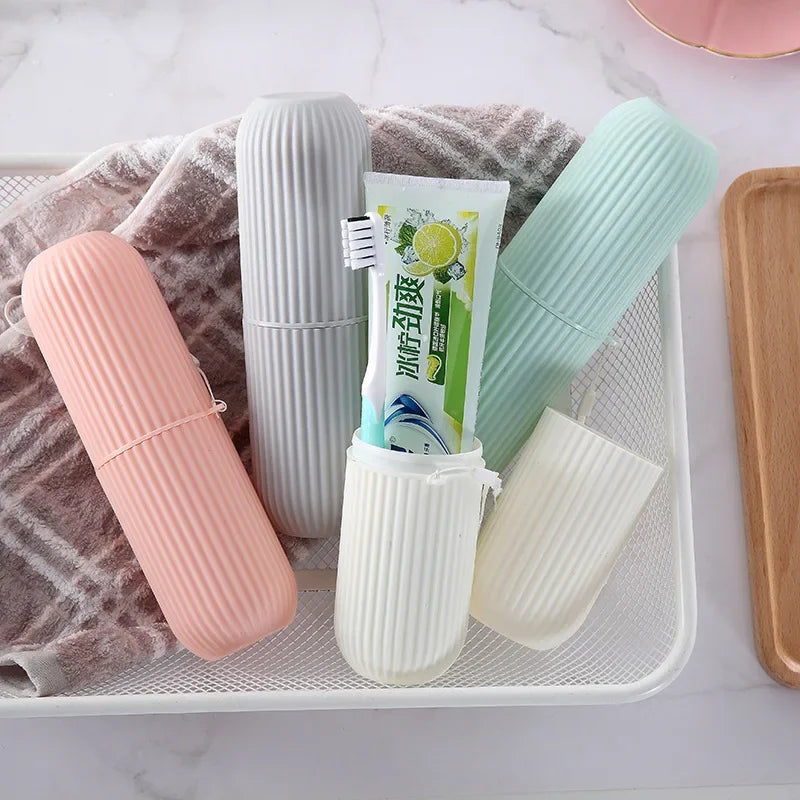 Portable Toothbrush Cup with Cap - Creative Toothpaste Holder and Travel Storage Case Organizer