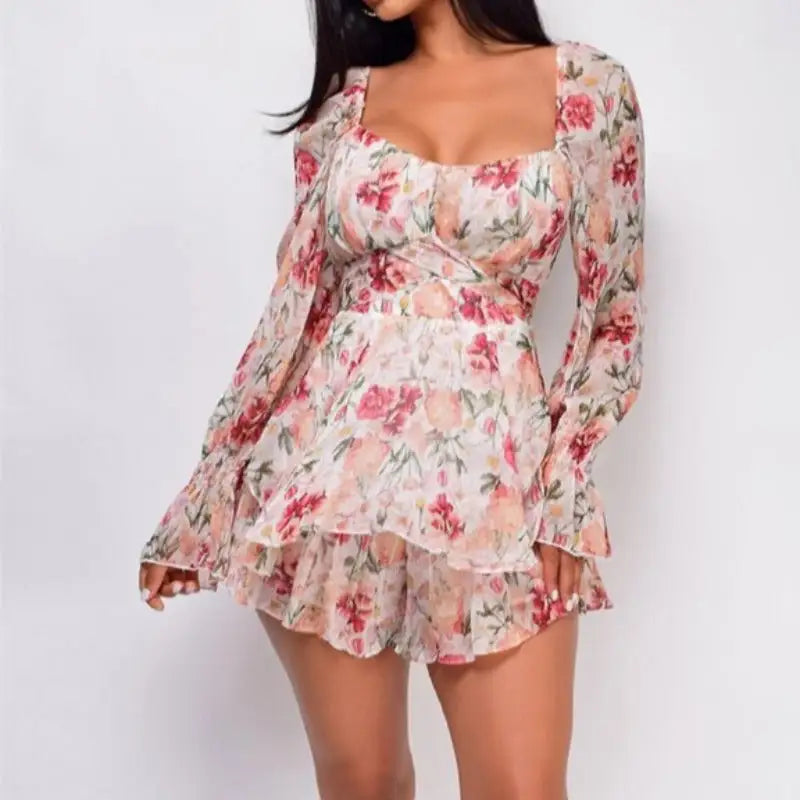 Elevate Your Style with the Chic Square Collar Backless Romper