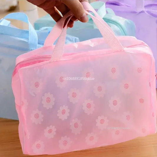 Transparent Waterproof PVC Cosmetic Storage Bag - Multicolor Organizer for Makeup, Travel, and Bath Essentials
