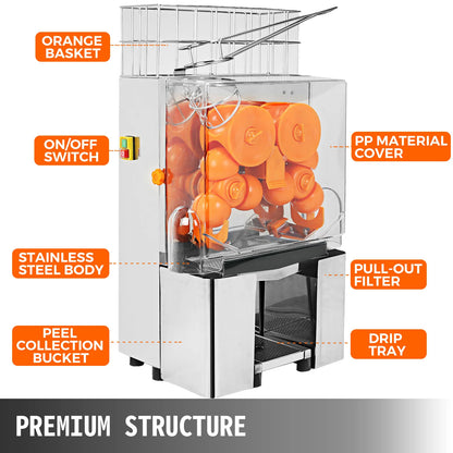 VEVOR Electric Orange Squeezer - 22-30 Pcs/Min, Juice Fruit Maker Juicer Press Machine, Ideal for Commercial Use in Shops, Bars, and Restaurants