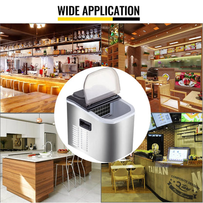 VEVOR Electric Ice Maker - 18KG Per 24H, Portable Cube Ice Making Machine with Automatic and Manual Water Filling, Suitable for Home Bar