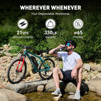 Viribus Electric Mountain Bike for Adults - 500W E-Bike with Suspension, Offroad Electric Bicycle for Men and Women