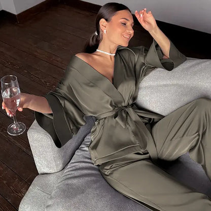 Surrender to Luxury: 2-Piece Satin Sleepwear Set