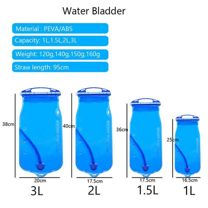 Water Bladder Hydration Pack Reservoir - BPA Free Storage Bag in 1L, 1.5L, 2L, 3L for Running and Hydration Vests