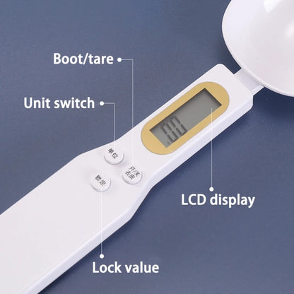 Weighing Spoon Scale - Home Kitchen Electronic Measuring Tool, Adjustable LCD Digital Scale for Coffee, Food, Flour, and Baking