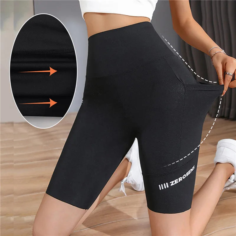 Women's High-Waist Sports Shorts - Fitness Tights for Yoga, Cycling, and Gym
