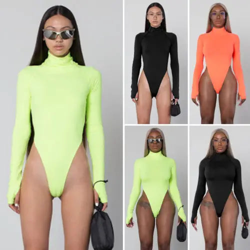 Sleek & Versatile:  Women's Turtleneck Bodysuit for Effortless Style
