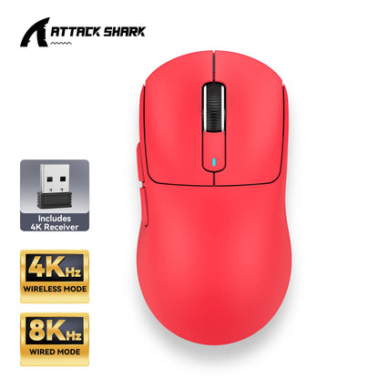 X3 PixArt PAW3395 Bluetooth Mouse - 2.4G Tri-Mode Connection, 26000 DPI, 650 IPS, 49g Lightweight Macro Gaming Mouse