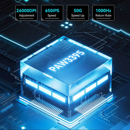 X3 PixArt PAW3395 Bluetooth Mouse - 2.4G Tri-Mode Connection, 26000 DPI, 650 IPS, 49g Lightweight Macro Gaming Mouse