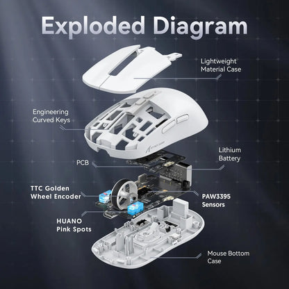 X6 Lightweight Wireless Gaming Mouse - 3-Mode Connectivity (Wired, 2.4G, BT5.2), Up to 26K DPI, RGB Backlight, Charging Base, for Laptop and Desktop