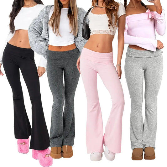 Women's Low Waist Solid Flare Pants: A Blend of Chic and Comfort