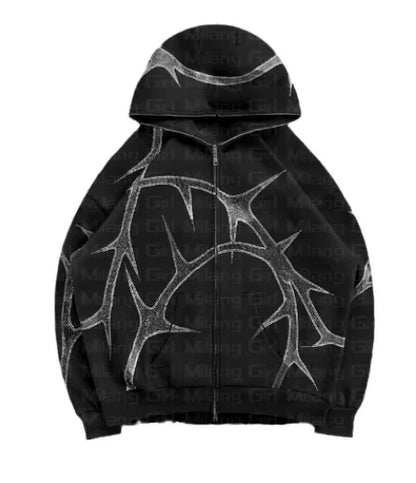 Bold & Rebellious: Rhinestone-Embellished Punk & Gothic Hoodies