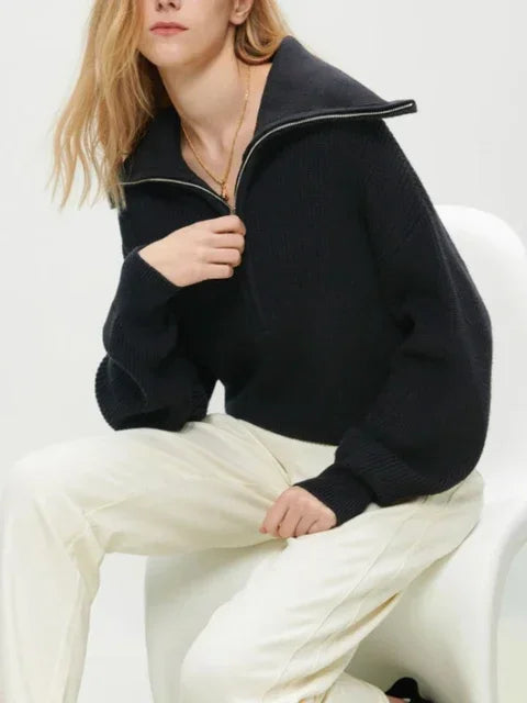 Embrace Winter Warmth in Style: Women's Turtleneck Zipper Sweater!