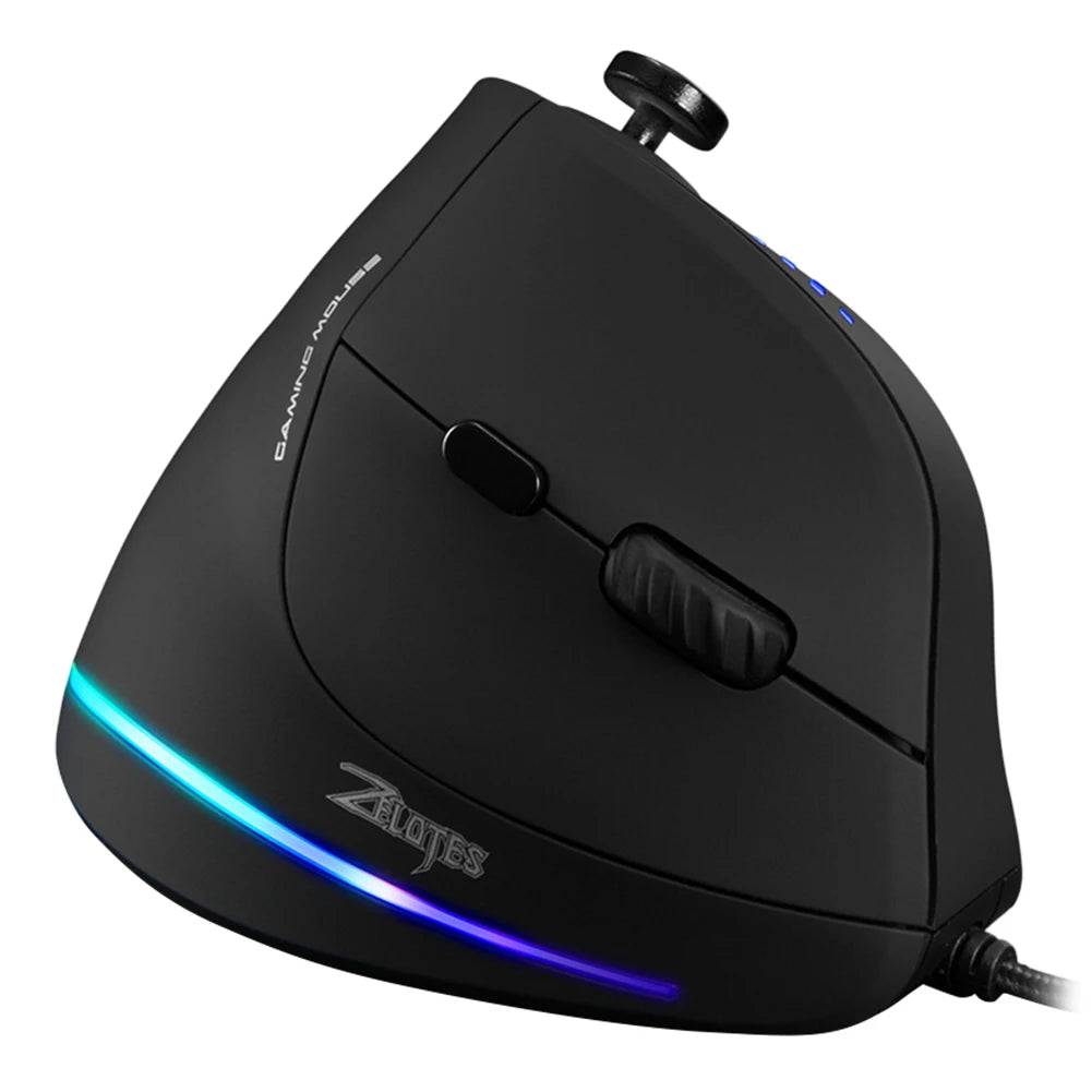 ZELOTES C-18: Ergonomic Vertical Mouse with RGB, 11 Buttons, 10000DPI