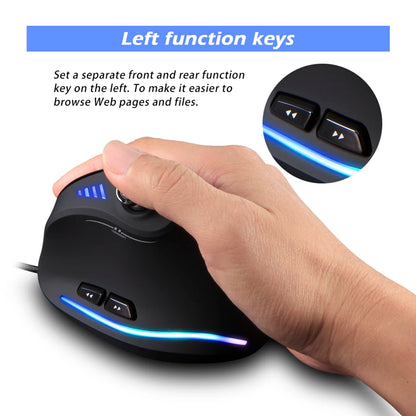 ZELOTES C-18: Ergonomic Vertical Mouse with RGB, 11 Buttons, 10000DPI