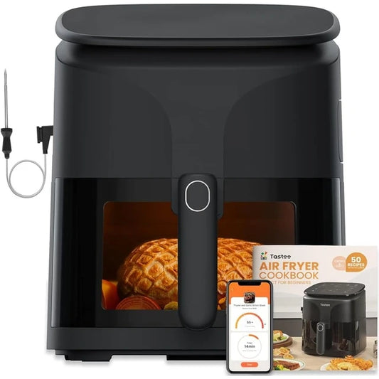 Intelligent 5.5 QT Air Fryer with Dual Sensor Cooking Probe, 8 Professional Functions, and Chef Recipe Viewing Window